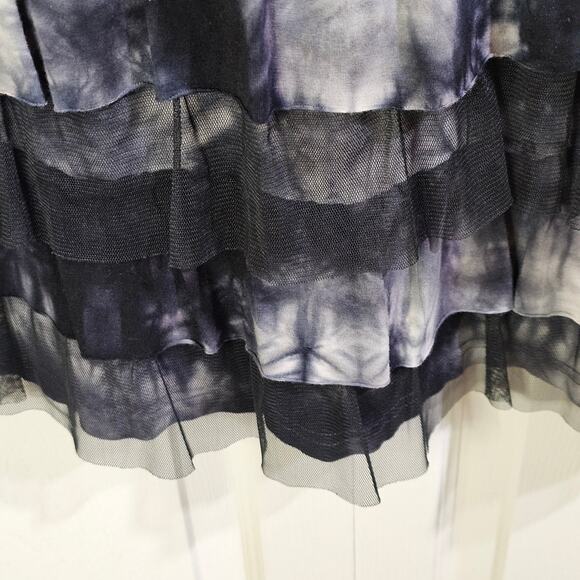 Tricotto Dress Womens L Boho Festival Romantic Tie-Dye Ruffle Embroidery Black - Picture 5 of 9